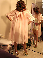 Lingerie mature lady shows you her tight vintage girdle & seamed stockings