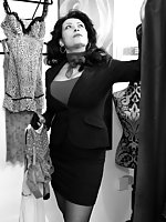 Spying on Busty Stockings Mature in the Changing Room