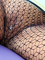 Mature slut in fishnet pantyhose and high heels