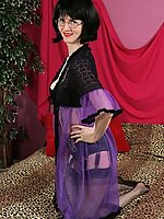 Mature mastubate in see through gown and sexy black stockings with girldles