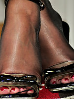 Black and transparent pantyhose, high heels, sexy mature legs and feet