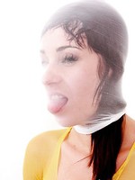 Leony Aprill nylon mask distorted splendid face