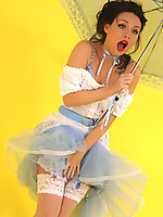 super sexy Pin-Up Star Carla fairly sizzles as she strips off