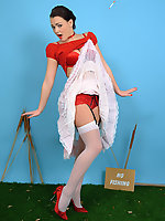 Jodie Gasson - Heavenly girl in summer dress and white stockings is hooked and undressed by a naughty fisherman!