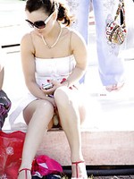 Close ups of shaved pussy upskirt