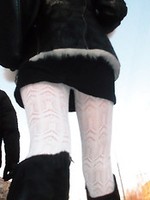 Panty hiding her nub up the skirt