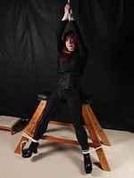 Sexy Lucimay is covered in black spandex and she is ready to be tied up
